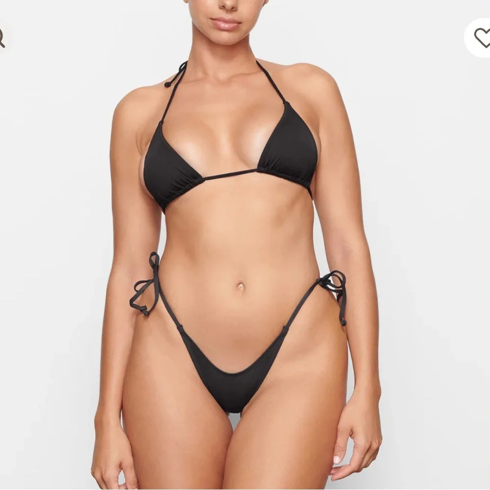 SKIMS Swim Dippy Tie Bottoms - Color Onyx - Size S - Picture 2 of 6